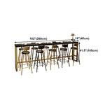 Wood Top Bar Dining Table Traditional Luxury Rectangle Bar Table with Trestle Base in Gold Clearhalo 'Bar Furniture' 'Bar Tables' 'bar_tables' 'furn' 'furn_bar_tables' 'Furniture' 'furniture_bar_tables' 'Kitchen & Dining Furniture' 4759719
