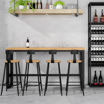 Pine Wood Bar Table Industrial Bar Dining Table with Trestle Base in Black 39.4"L x 15.7"W x 41.3"H Without Chairs Clearhalo 'Bar Furniture' 'Bar Tables' 'bar_tables' 'furn' 'furn_bar_tables' 'Furniture' 'furniture_bar_tables' 'Kitchen & Dining Furniture' 4759724