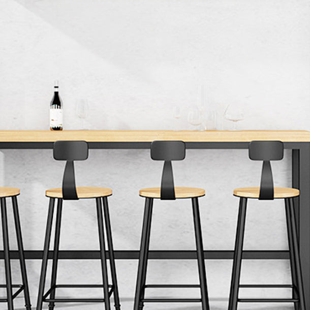 Pine Wood Bar Table Industrial Bar Dining Table with Trestle Base in Black Clearhalo 'Bar Furniture' 'Bar Tables' 'bar_tables' 'furn' 'furn_bar_tables' 'Furniture' 'furniture_bar_tables' 'Kitchen & Dining Furniture' 4759725