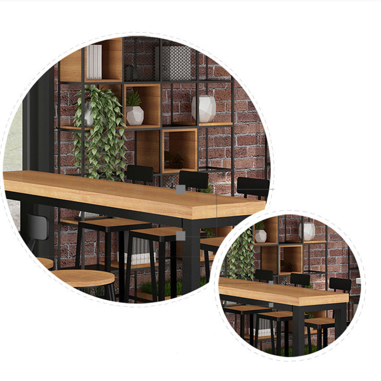 Pine Wood Bar Table Industrial Bar Dining Table with Trestle Base in Black Clearhalo 'Bar Furniture' 'Bar Tables' 'bar_tables' 'furn' 'furn_bar_tables' 'Furniture' 'furniture_bar_tables' 'Kitchen & Dining Furniture' 4759728