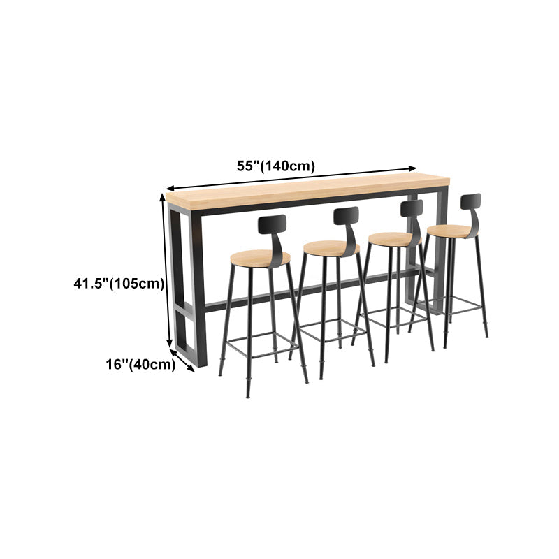 Pine Wood Bar Table Industrial Bar Dining Table with Trestle Base in Black Clearhalo 'Bar Furniture' 'Bar Tables' 'bar_tables' 'furn' 'furn_bar_tables' 'Furniture' 'furniture_bar_tables' 'Kitchen & Dining Furniture' 4759731