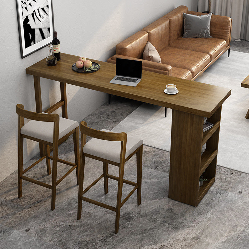 Rectangle Wood Bar Dining Table Contemporary Bar Table with Sled Base 63"L x 17.7"W x 41.3"H Without Chairs Clearhalo 'Bar Furniture' 'Bar Tables' 'bar_tables' 'furn' 'furn_bar_tables' 'Furniture' 'furniture_bar_tables' 'Kitchen & Dining Furniture' 4759742