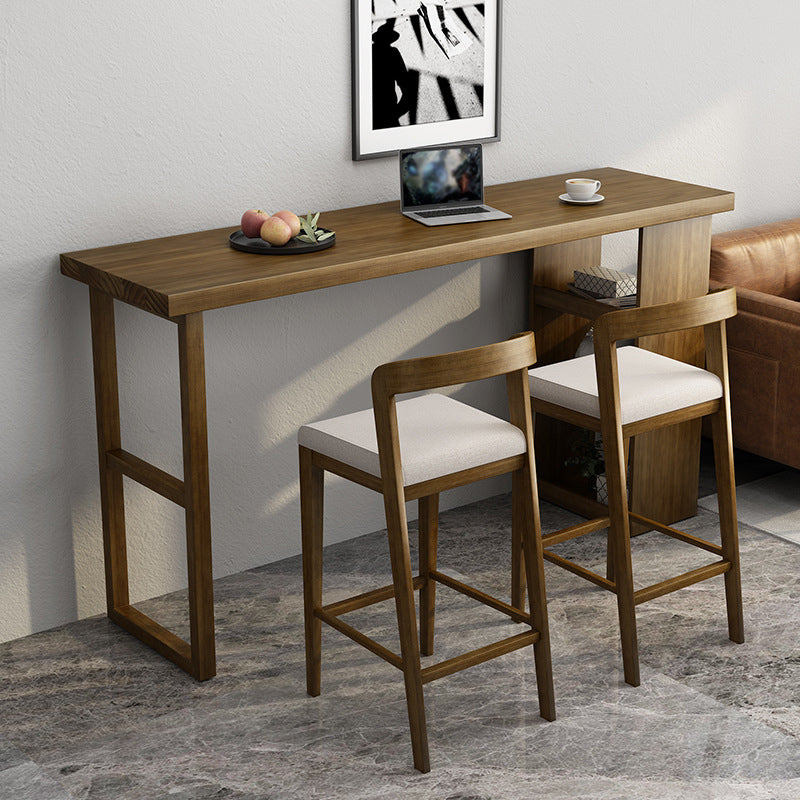Rectangle Wood Bar Dining Table Contemporary Bar Table with Sled Base 70.9"L x 17.7"W x 41.3"H Without Chairs Clearhalo 'Bar Furniture' 'Bar Tables' 'bar_tables' 'furn' 'furn_bar_tables' 'Furniture' 'furniture_bar_tables' 'Kitchen & Dining Furniture' 4759743