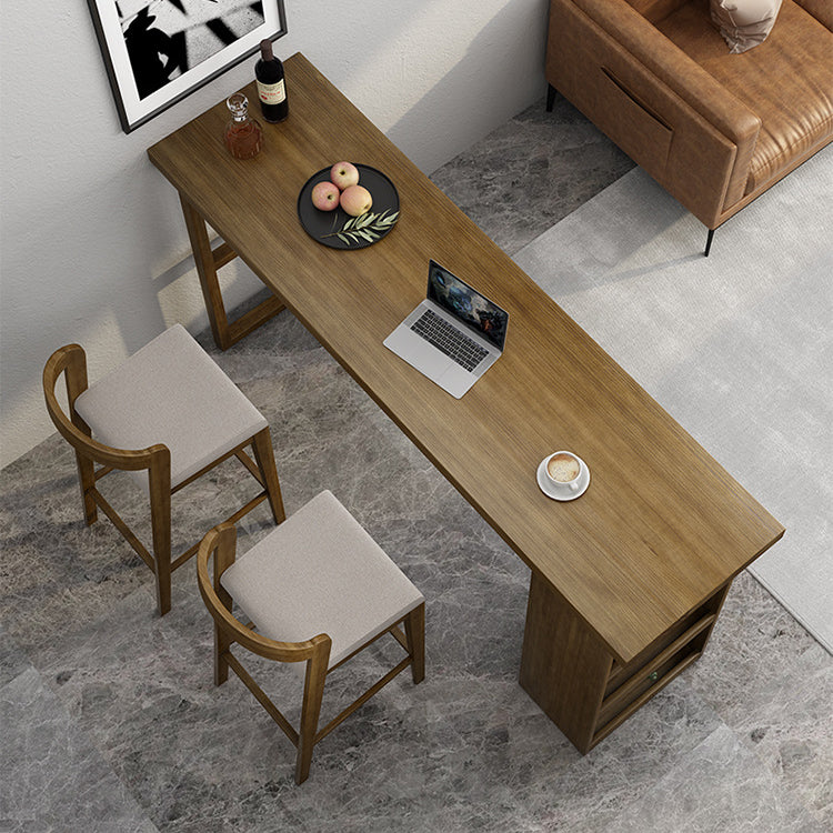 Rectangle Wood Bar Dining Table Contemporary Bar Table with Sled Base 78.7"L x 17.7"W x 41.3"H Without Chairs Clearhalo 'Bar Furniture' 'Bar Tables' 'bar_tables' 'furn' 'furn_bar_tables' 'Furniture' 'furniture_bar_tables' 'Kitchen & Dining Furniture' 4759744
