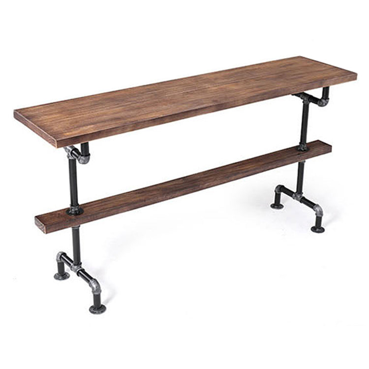 Pine Wood Bar Table Industrial Bar Dining Table with Trestle Base in Black Clearhalo 'Bar Furniture' 'Bar Tables' 'bar_tables' 'furn' 'furn_bar_tables' 'Furniture' 'furniture_bar_tables' 'Kitchen & Dining Furniture' 4759761