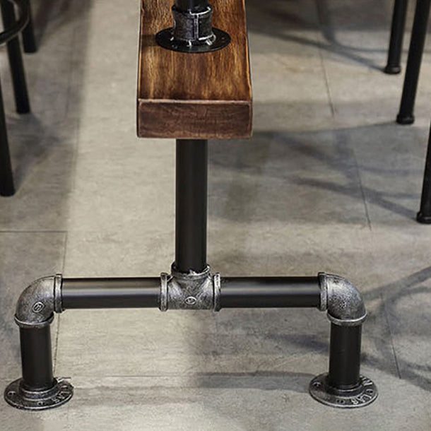 Pine Wood Bar Table Industrial Bar Dining Table with Trestle Base in Black Clearhalo 'Bar Furniture' 'Bar Tables' 'bar_tables' 'furn' 'furn_bar_tables' 'Furniture' 'furniture_bar_tables' 'Kitchen & Dining Furniture' 4759763