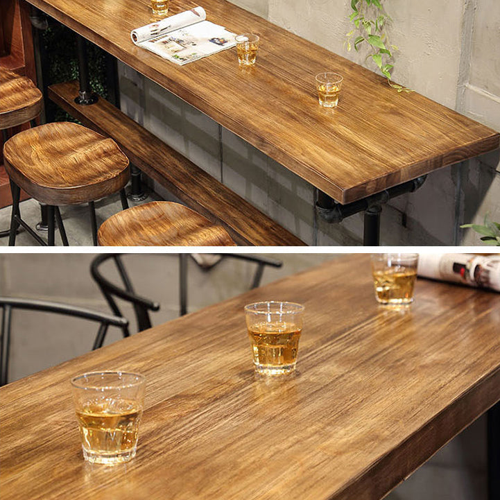 Pine Wood Bar Table Industrial Bar Dining Table with Trestle Base in Black Clearhalo 'Bar Furniture' 'Bar Tables' 'bar_tables' 'furn' 'furn_bar_tables' 'Furniture' 'furniture_bar_tables' 'Kitchen & Dining Furniture' 4759764