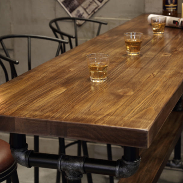 Pine Wood Bar Table Industrial Bar Dining Table with Trestle Base in Black Clearhalo 'Bar Furniture' 'Bar Tables' 'bar_tables' 'furn' 'furn_bar_tables' 'Furniture' 'furniture_bar_tables' 'Kitchen & Dining Furniture' 4759765