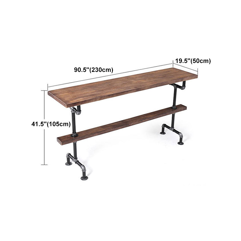 Pine Wood Bar Table Industrial Bar Dining Table with Trestle Base in Black Clearhalo 'Bar Furniture' 'Bar Tables' 'bar_tables' 'furn' 'furn_bar_tables' 'Furniture' 'furniture_bar_tables' 'Kitchen & Dining Furniture' 4759779