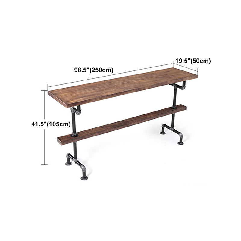 Pine Wood Bar Table Industrial Bar Dining Table with Trestle Base in Black Clearhalo 'Bar Furniture' 'Bar Tables' 'bar_tables' 'furn' 'furn_bar_tables' 'Furniture' 'furniture_bar_tables' 'Kitchen & Dining Furniture' 4759780