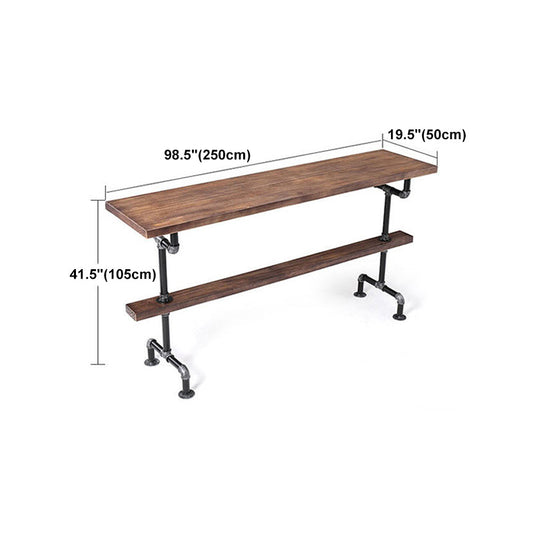 Pine Wood Bar Table Industrial Bar Dining Table with Trestle Base in Black Clearhalo 'Bar Furniture' 'Bar Tables' 'bar_tables' 'furn' 'furn_bar_tables' 'Furniture' 'furniture_bar_tables' 'Kitchen & Dining Furniture' 4759780