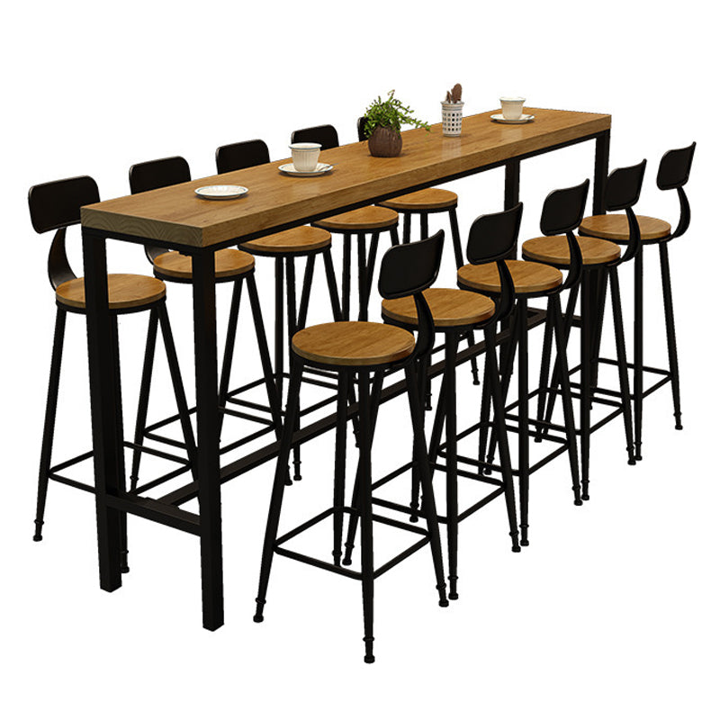Pine Wood Bar Dining Table Industrial Bar Dining Table with Trestle Base in Black Clearhalo 'Bar Furniture' 'Bar Tables' 'bar_tables' 'furn' 'furn_bar_tables' 'Furniture' 'furniture_bar_tables' 'Kitchen & Dining Furniture' 4759789
