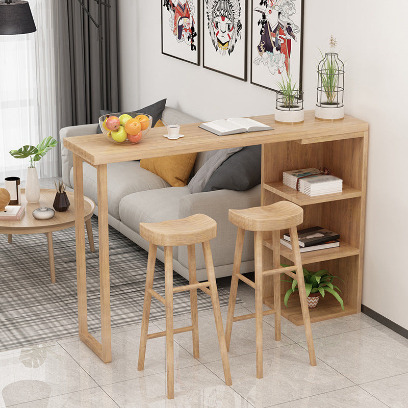 Pine Wood Bar Dining Table Modern Bar Dining Table with Sled Base Natural Without Chairs Clearhalo 'Bar Furniture' 'Bar Tables' 'bar_tables' 'furn' 'furn_bar_tables' 'Furniture' 'furniture_bar_tables' 'Kitchen & Dining Furniture' 4759801