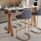 White Stone Top Bar Dining Table Traditional Luxury Bar Table with Sled Base in Gold 78.7"L x 17.7"W x 41.3"H Without Chairs Clearhalo 'Bar Furniture' 'Bar Tables' 'bar_tables' 'furn' 'furn_bar_tables' 'Furniture' 'furniture_bar_tables' 'Kitchen & Dining Furniture' 4759817