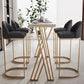 White Stone Top Bar Dining Table Traditional Luxury Bar Table with Sled Base in Gold 55.1"L x 17.7"W x 41.3"H Without Chairs Clearhalo 'Bar Furniture' 'Bar Tables' 'bar_tables' 'furn' 'furn_bar_tables' 'Furniture' 'furniture_bar_tables' 'Kitchen & Dining Furniture' 4759818