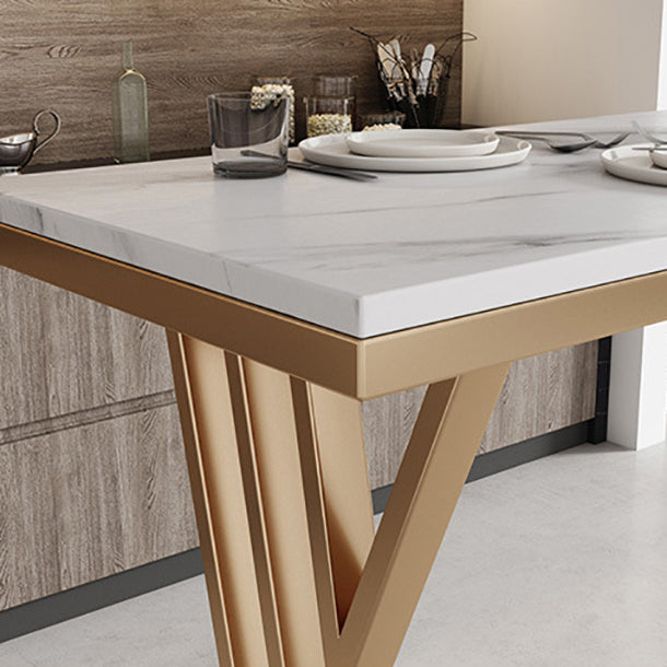 White Stone Top Bar Dining Table Traditional Luxury Bar Table with Sled Base in Gold Clearhalo 'Bar Furniture' 'Bar Tables' 'bar_tables' 'furn' 'furn_bar_tables' 'Furniture' 'furniture_bar_tables' 'Kitchen & Dining Furniture' 4759821