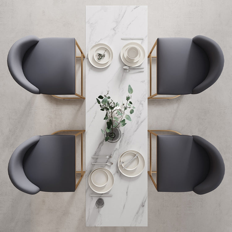 White Stone Top Bar Dining Table Traditional Luxury Bar Table with Sled Base in Gold Clearhalo 'Bar Furniture' 'Bar Tables' 'bar_tables' 'furn' 'furn_bar_tables' 'Furniture' 'furniture_bar_tables' 'Kitchen & Dining Furniture' 4759823