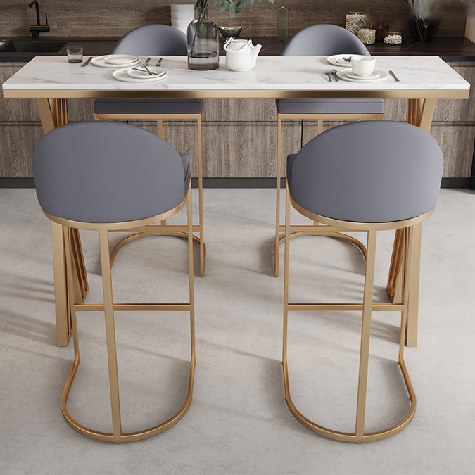 White Stone Top Bar Dining Table Traditional Luxury Bar Table with Sled Base in Gold Clearhalo 'Bar Furniture' 'Bar Tables' 'bar_tables' 'furn' 'furn_bar_tables' 'Furniture' 'furniture_bar_tables' 'Kitchen & Dining Furniture' 4759825