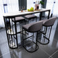 White Stone Bar Dining Table Industrial Bar Dining Table with Sled Base 55.1"L x 15.7"W x 41.3"H Black Without Chairs Clearhalo 'Bar Furniture' 'Bar Tables' 'bar_tables' 'furn' 'furn_bar_tables' 'Furniture' 'furniture_bar_tables' 'Kitchen & Dining Furniture' 4759852