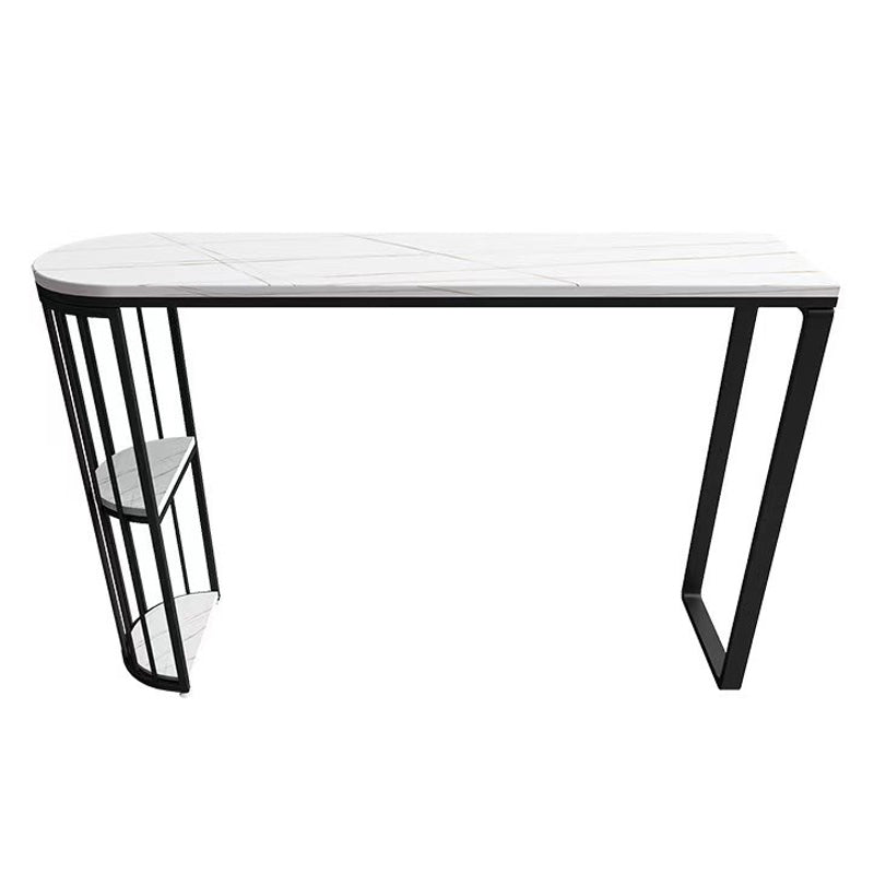 White Stone Bar Dining Table Industrial Bar Dining Table with Sled Base Black Without Chairs Clearhalo 'Bar Furniture' 'Bar Tables' 'bar_tables' 'furn' 'furn_bar_tables' 'Furniture' 'furniture_bar_tables' 'Kitchen & Dining Furniture' 4759853