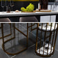 White Stone Bar Dining Table Industrial Bar Dining Table with Sled Base Clearhalo 'Bar Furniture' 'Bar Tables' 'bar_tables' 'furn' 'furn_bar_tables' 'Furniture' 'furniture_bar_tables' 'Kitchen & Dining Furniture' 4759855