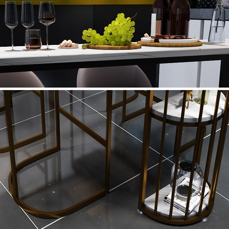 White Stone Bar Dining Table Industrial Bar Dining Table with Sled Base Clearhalo 'Bar Furniture' 'Bar Tables' 'bar_tables' 'furn' 'furn_bar_tables' 'Furniture' 'furniture_bar_tables' 'Kitchen & Dining Furniture' 4759855