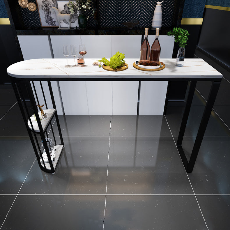 White Stone Bar Dining Table Industrial Bar Dining Table with Sled Base Clearhalo 'Bar Furniture' 'Bar Tables' 'bar_tables' 'furn' 'furn_bar_tables' 'Furniture' 'furniture_bar_tables' 'Kitchen & Dining Furniture' 4759858