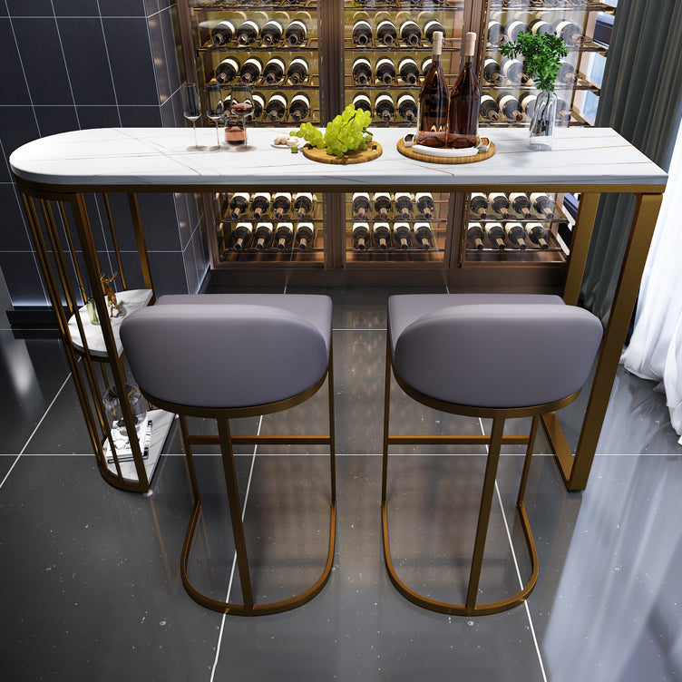 White Stone Bar Dining Table Industrial Bar Dining Table with Sled Base Clearhalo 'Bar Furniture' 'Bar Tables' 'bar_tables' 'furn' 'furn_bar_tables' 'Furniture' 'furniture_bar_tables' 'Kitchen & Dining Furniture' 4759861