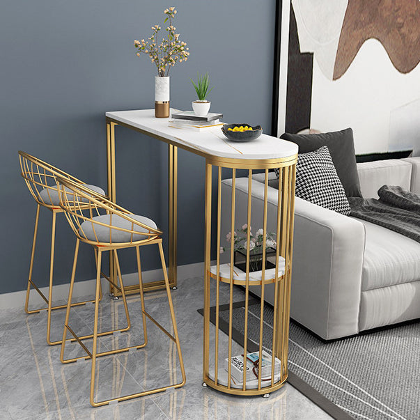 Stone Top Bar Table Traditional Luxury Bar Table with Sled Base Clearhalo 'Bar Furniture' 'Bar Tables' 'bar_tables' 'furn' 'furn_bar_tables' 'Furniture' 'furniture_bar_tables' 'Kitchen & Dining Furniture' 4759876