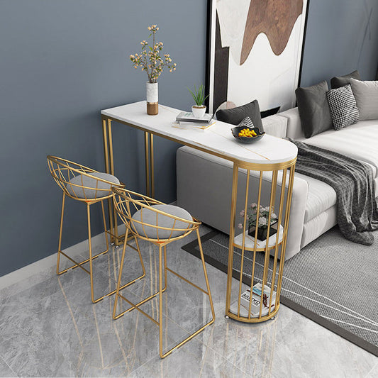 Stone Top Bar Table Traditional Luxury Bar Table with Sled Base Clearhalo 'Bar Furniture' 'Bar Tables' 'bar_tables' 'furn' 'furn_bar_tables' 'Furniture' 'furniture_bar_tables' 'Kitchen & Dining Furniture' 4759880