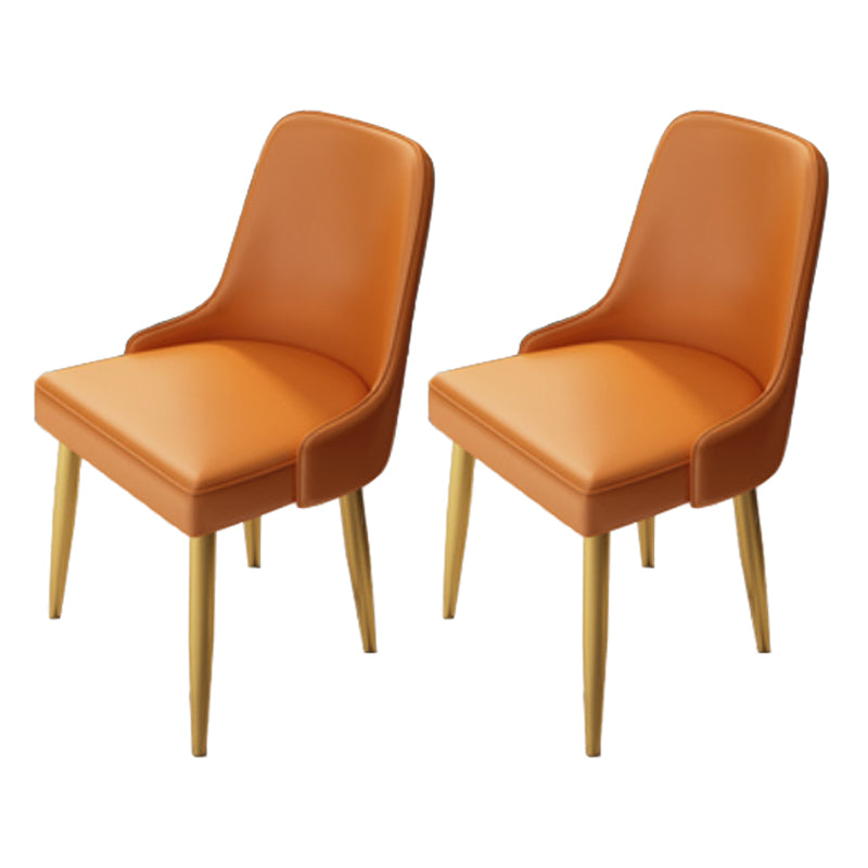 Glam 1/2 Pieces Dining Set Rectangle Stone Dining Table for Dining Room 2 Orange Chairs Clearhalo 'Dining Room Sets' 'Dining Tables & Seating' 'dining_room_set' 'furn' 'furn_dining_room_set' 'Furniture' 'furniture_dining_room_set' 'Kitchen & Dining Furniture' 4759927