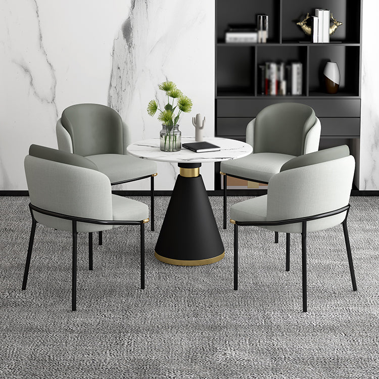 Contemporary 1/2/5 Pieces Dining Set Metal Dining Room Set for Home Use 5 Pieces: Table, 4 Grey Chairs Clearhalo 'Dining Room Sets' 'Dining Tables & Seating' 'dining_room_set' 'furn' 'furn_dining_room_set' 'Furniture' 'furniture_dining_room_set' 'Kitchen & Dining Furniture' 4759940