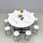 Modern 1/4/9/11/13 Pieces Foldable Dinette Set White Engineered Wood Dining Table Set 11 Pieces: Table, 10 Chairs Clearhalo 'Dining Room Sets' 'Dining Tables & Seating' 'dining_room_set' 'furn' 'furn_dining_room_set' 'Furniture' 'furniture_dining_room_set' 'Kitchen & Dining Furniture' 4759962