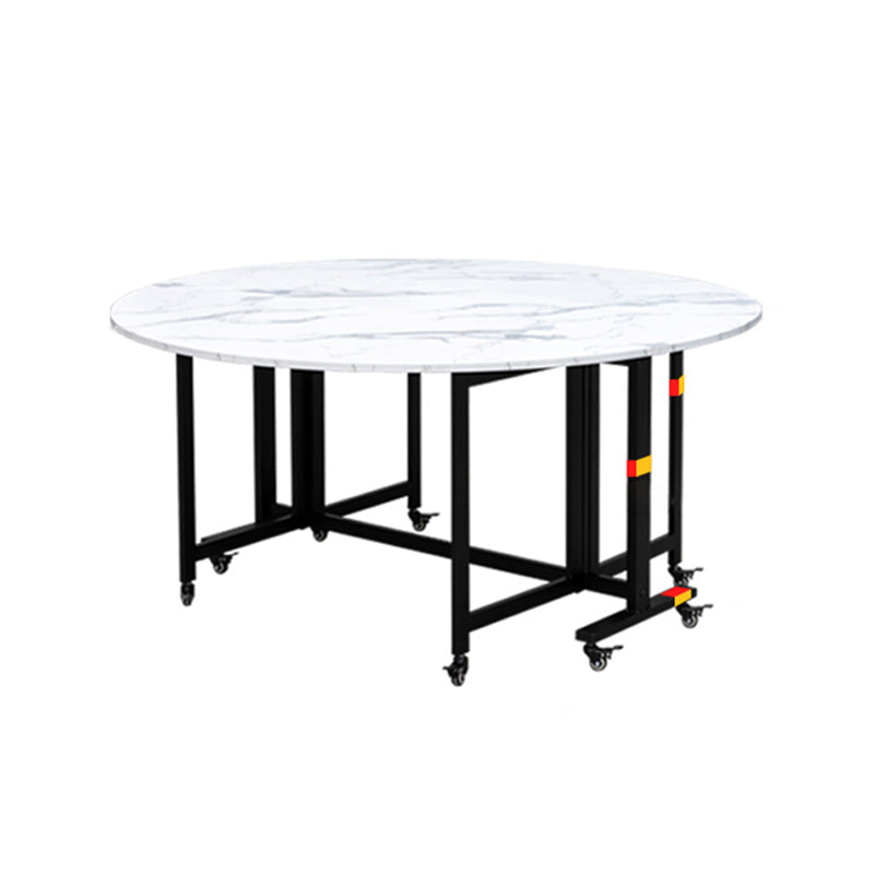 Modern 1/4/9/11/13 Pieces Foldable Dinette Set White Engineered Wood Dining Table Set White 63"L x 63"W Clearhalo 'Dining Room Sets' 'Dining Tables & Seating' 'dining_room_set' 'furn' 'furn_dining_room_set' 'Furniture' 'furniture_dining_room_set' 'Kitchen & Dining Furniture' 4759965