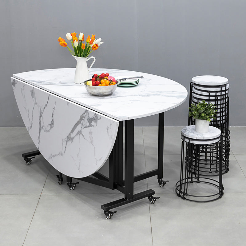 Modern 1/4/9/11/13 Pieces Foldable Dinette Set White Engineered Wood Dining Table Set Clearhalo 'Dining Room Sets' 'Dining Tables & Seating' 'dining_room_set' 'furn' 'furn_dining_room_set' 'Furniture' 'furniture_dining_room_set' 'Kitchen & Dining Furniture' 4759966