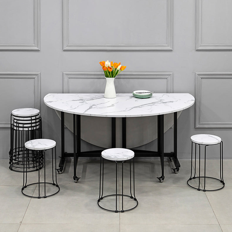 Modern 1/4/9/11/13 Pieces Foldable Dinette Set White Engineered Wood Dining Table Set Clearhalo 'Dining Room Sets' 'Dining Tables & Seating' 'dining_room_set' 'furn' 'furn_dining_room_set' 'Furniture' 'furniture_dining_room_set' 'Kitchen & Dining Furniture' 4759977