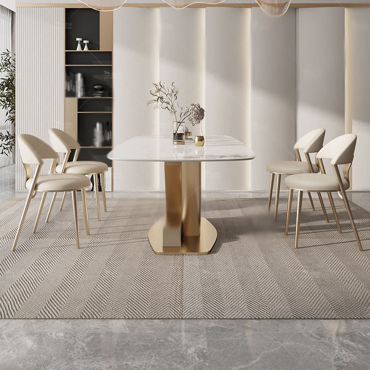 Luxury 1/4/5/7/9 Pieces Dining Set Sintered Stone Dining Table with Leather Chairs Clearhalo 'Dining Room Sets' 'Dining Tables & Seating' 'dining_room_set' 'furn' 'furn_dining_room_set' 'Furniture' 'furniture_dining_room_set' 'Kitchen & Dining Furniture' 4759981