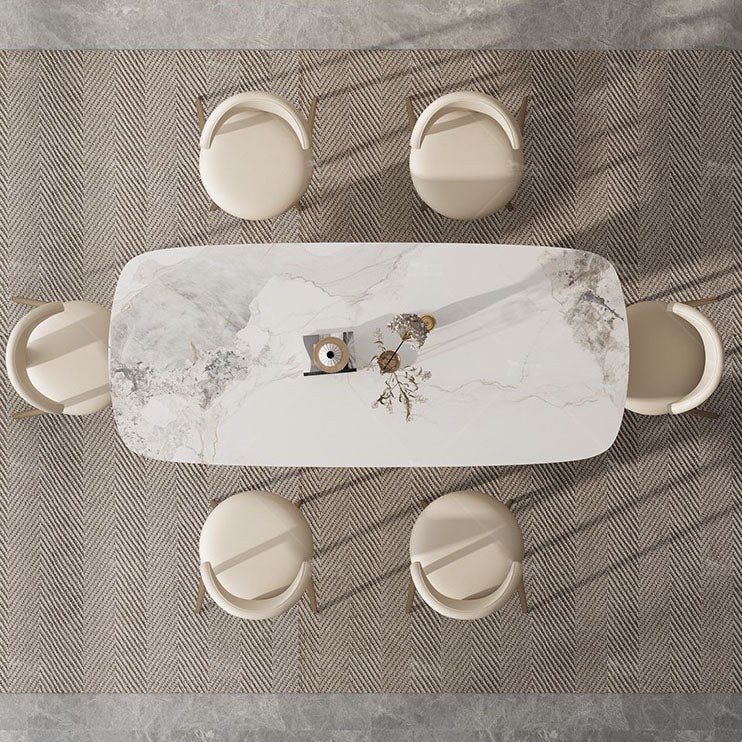 Luxury 1/4/5/7/9 Pieces Dining Set Sintered Stone Dining Table with Leather Chairs Clearhalo 'Dining Room Sets' 'Dining Tables & Seating' 'dining_room_set' 'furn' 'furn_dining_room_set' 'Furniture' 'furniture_dining_room_set' 'Kitchen & Dining Furniture' 4759983