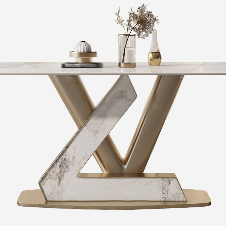 Luxury 1/4/5/7/9 Pieces Dining Set Sintered Stone Dining Table with Leather Chairs Clearhalo 'Dining Room Sets' 'Dining Tables & Seating' 'dining_room_set' 'furn' 'furn_dining_room_set' 'Furniture' 'furniture_dining_room_set' 'Kitchen & Dining Furniture' 4759987