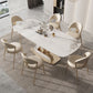 Luxury 1/4/5/7/9 Pieces Dining Set Sintered Stone Dining Table with Leather Chairs 7 Pieces: Table, 6 Chairs Clearhalo 'Dining Room Sets' 'Dining Tables & Seating' 'dining_room_set' 'furn' 'furn_dining_room_set' 'Furniture' 'furniture_dining_room_set' 'Kitchen & Dining Furniture' 4759992