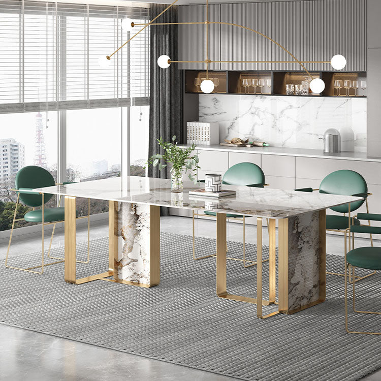 Luxury 1/4/5/7 Pieces Dining Set Sintered Stone Dining Table with Chairs 5 Pieces: Table, 4 Chairs Clearhalo 'Dining Room Sets' 'Dining Tables & Seating' 'dining_room_set' 'furn' 'furn_dining_room_set' 'Furniture' 'furniture_dining_room_set' 'Kitchen & Dining Furniture' 4760010