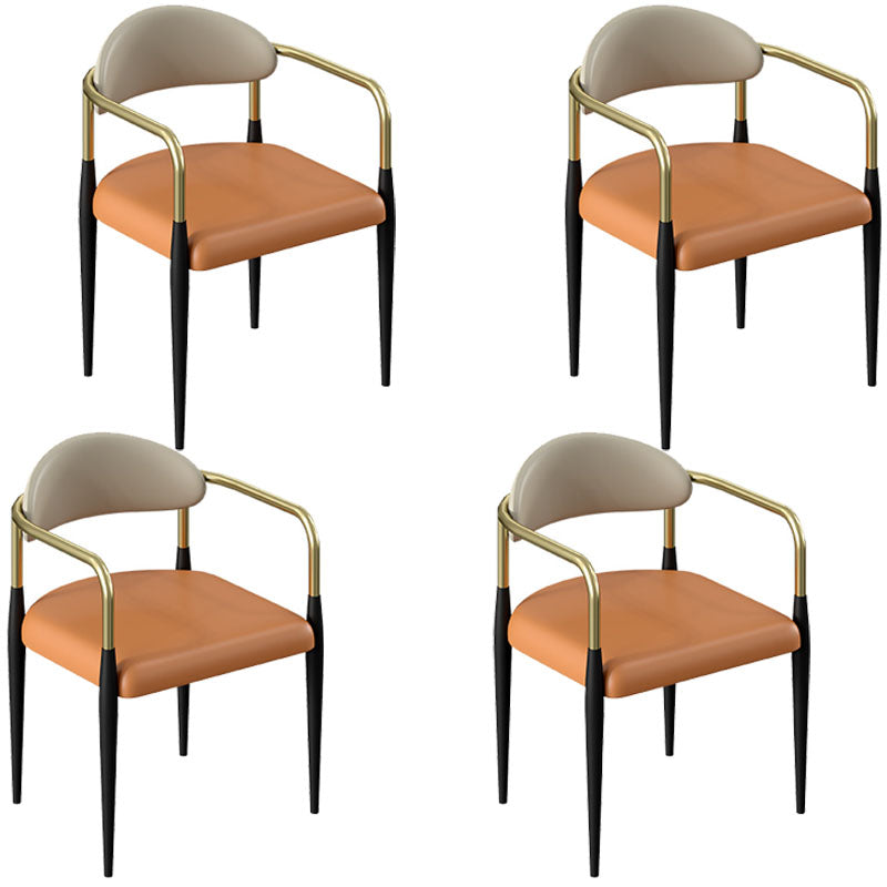 Designer Style 1/4/5/7 Pieces Dining Set Sintered Stone Top Dining Table with Chairs 4 Orange Chairs Clearhalo 'Dining Room Sets' 'Dining Tables & Seating' 'dining_room_set' 'furn' 'furn_dining_room_set' 'Furniture' 'furniture_dining_room_set' 'Kitchen & Dining Furniture' 4760038