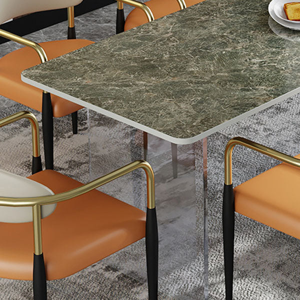 Designer Style 1/4/5/7 Pieces Dining Set Sintered Stone Top Dining Table with Chairs Clearhalo 'Dining Room Sets' 'Dining Tables & Seating' 'dining_room_set' 'furn' 'furn_dining_room_set' 'Furniture' 'furniture_dining_room_set' 'Kitchen & Dining Furniture' 4760044