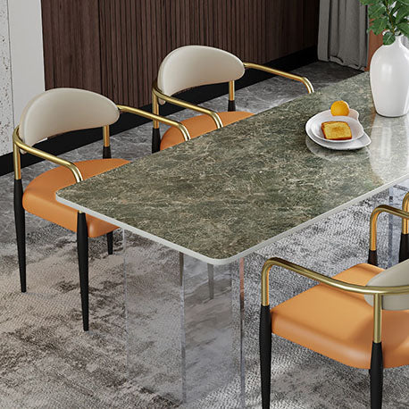 Designer Style 1/4/5/7 Pieces Dining Set Sintered Stone Top Dining Table with Chairs Clearhalo 'Dining Room Sets' 'Dining Tables & Seating' 'dining_room_set' 'furn' 'furn_dining_room_set' 'Furniture' 'furniture_dining_room_set' 'Kitchen & Dining Furniture' 4760045