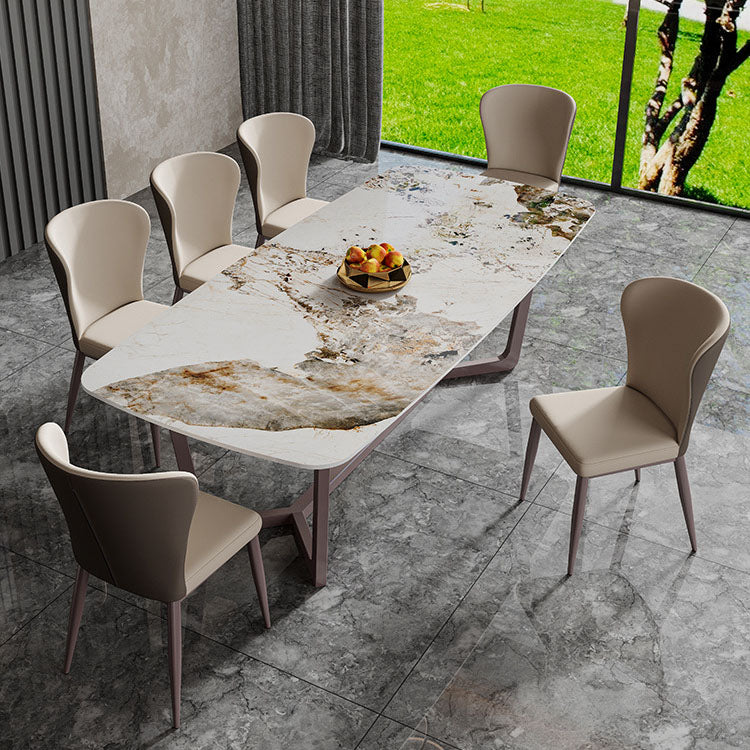 Nordic 1/6/7/8 Pieces Dining Set Sintered Stone Dining Table Set for Home 7 Pieces: Table, 6 Chairs Clearhalo 'Dining Room Sets' 'Dining Tables & Seating' 'dining_room_set' 'furn' 'furn_dining_room_set' 'Furniture' 'furniture_dining_room_set' 'Kitchen & Dining Furniture' 4760079