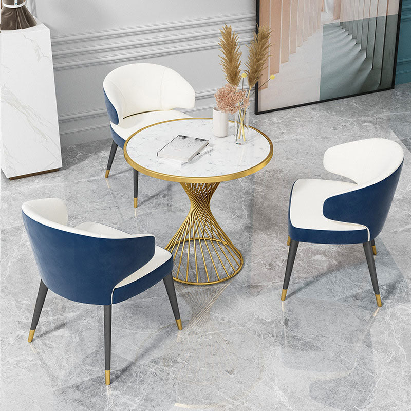 Glam 1/3/4/5 Pieces Dining Set Marble Dining Table Set for Dining Areas 4 Pieces: Table, 3 Beige Chairs Clearhalo 'Dining Room Sets' 'Dining Tables & Seating' 'dining_room_set' 'Furniture' 'furniture_dining_room_set' 'Kitchen & Dining Furniture' 4760089