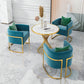 Glam 1/3/4/5 Pieces Dining Set Marble Dining Table Set for Dining Areas 4 Pieces: Table, 3 Blue Chairs Clearhalo 'Dining Room Sets' 'Dining Tables & Seating' 'dining_room_set' 'Furniture' 'furniture_dining_room_set' 'Kitchen & Dining Furniture' 4760093
