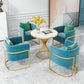 Glam 1/3/4/5 Pieces Dining Set Marble Dining Table Set for Dining Areas 5 Pieces: Table, 4 Blue Chairs Clearhalo 'Dining Room Sets' 'Dining Tables & Seating' 'dining_room_set' 'Furniture' 'furniture_dining_room_set' 'Kitchen & Dining Furniture' 4760100