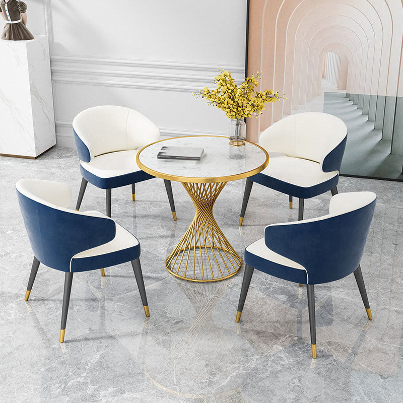 Glam 1/3/4/5 Pieces Dining Set Marble Dining Table Set for Dining Areas 5 Pieces: Table, 4 Beige Chairs Clearhalo 'Dining Room Sets' 'Dining Tables & Seating' 'dining_room_set' 'Furniture' 'furniture_dining_room_set' 'Kitchen & Dining Furniture' 4760102