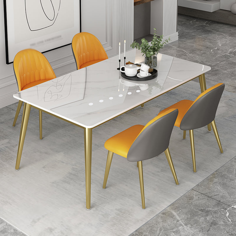 Glam 1/5/6/7 Pieces Dinette Set with White Sintered Stone Top Rectangle Dining Table Set Clearhalo 'Dining Room Sets' 'Dining Tables & Seating' 'dining_room_set' 'furn' 'furn_dining_room_set' 'Furniture' 'furniture_dining_room_set' 'Kitchen & Dining Furniture' 4760109